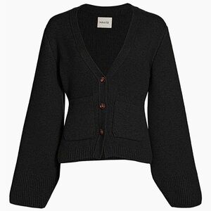 Khaite Sz S Scarlett Cashmere Black Three Front Button Fitted Cardigan